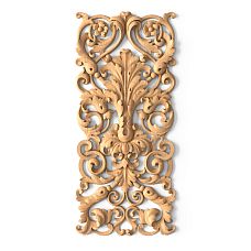 Square overlay with rounded corners made of wood, carved, with a floral pattern