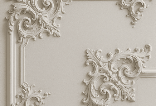 Ceiling molding with refined ornament in classical style
