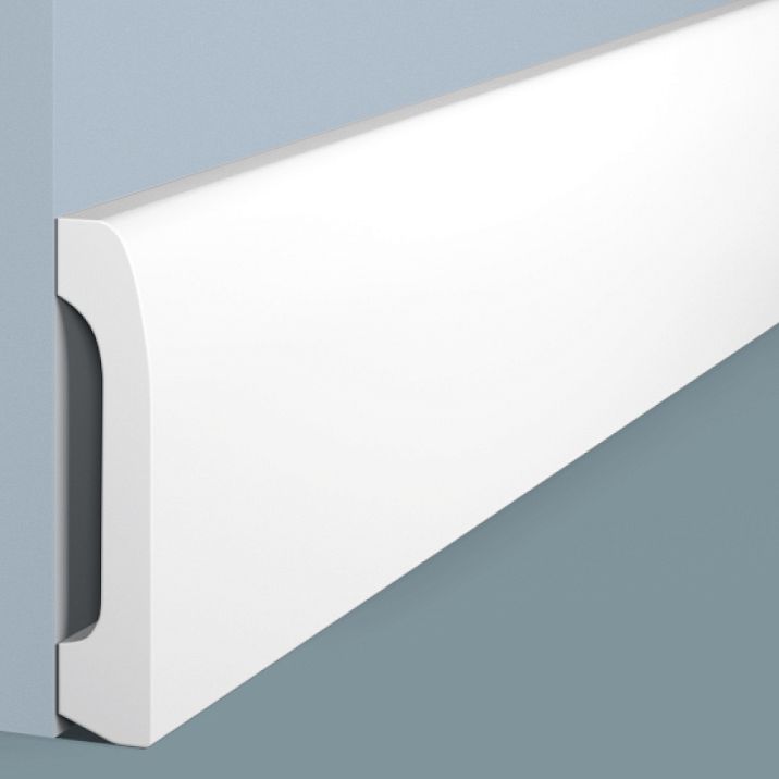 Floor skirting B70V2 from polystyrene HI WOOD, height 69 mm, thickness 14 mm &mdash; close-up