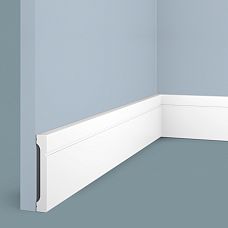 Skirting board B90V1L from polystyrene HI WOOD, 90 mm high, with rich decorative profiled relief, white color