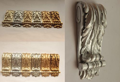 Decorative Wooden Furniture Appliqu&eacute;s with Gold and Silver Finish, Carved Elements in Classic Style