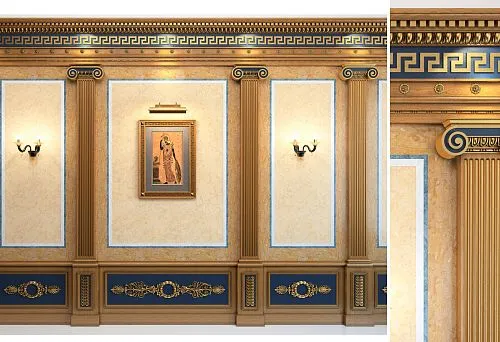 Wall decoration in classic style with columns and patterns