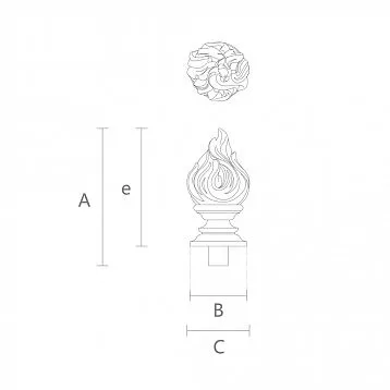 Finial on post L-084 &mdash; beauty and symbolism of carved flame