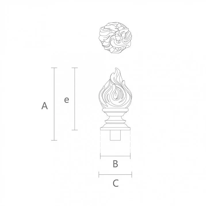 Round conical finial for post L-084 with carving drawing