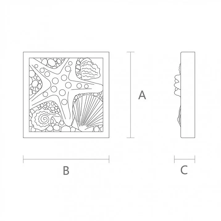 Чертеж деревянной накладки с ракушками, резная розетка R-083