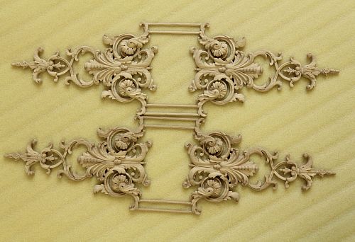 Wooden carved furniture inlay, ready for painting