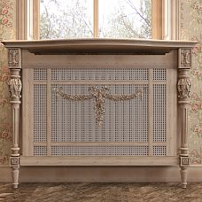 Резная накладка N-042 из массива дуба и бука с резным цветком в интерьере