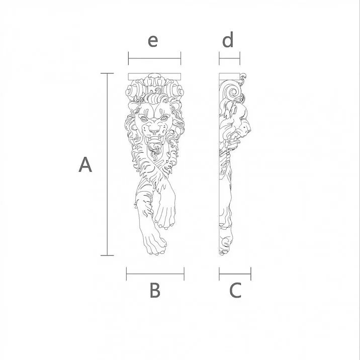 Декоративный кронштейн для интерьера KR-050L чертеж