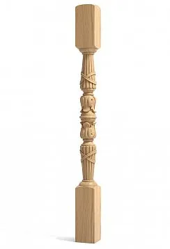 Carved solid wood post