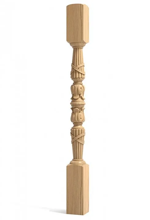Carved solid wood post