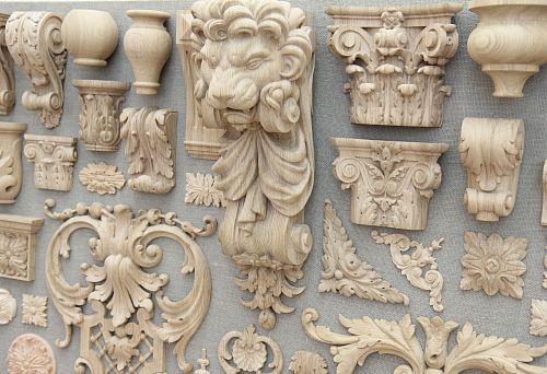 Collection of Wooden Carved Decor, Presented in Moscow &mdash; Capitals, Brackets, Armrest Covers