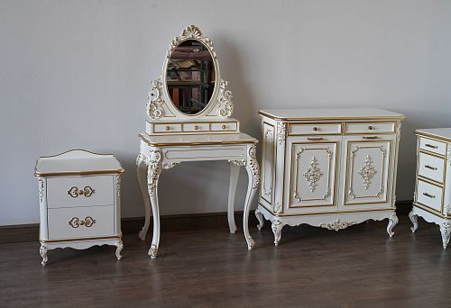 Luxury wooden furniture for the living room with carving and gold finish