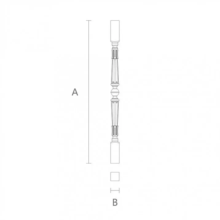 Elegant wooden baluster L-028 for wooden staircase drawing