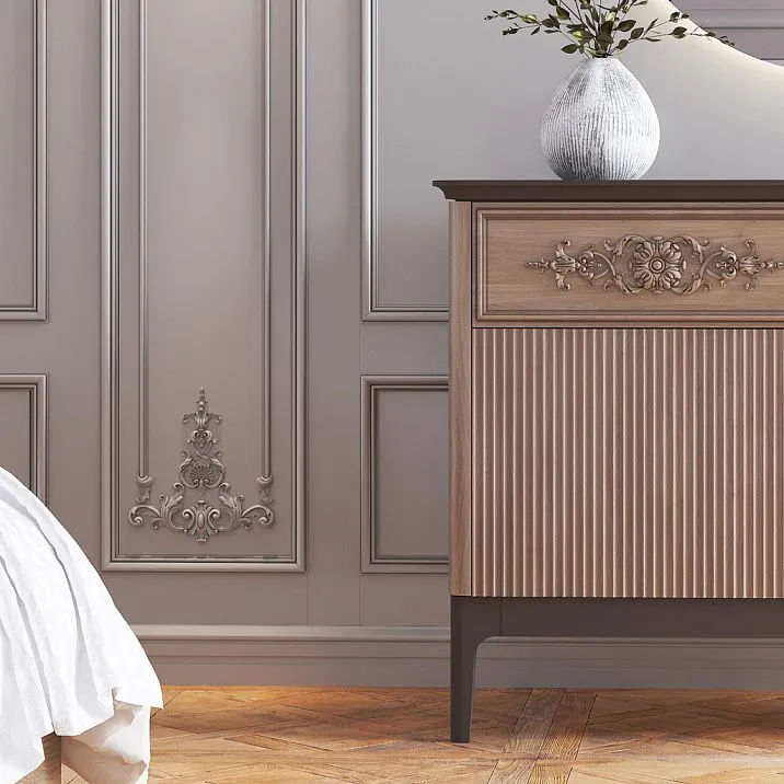 Декор из дерева для мебели и стен на интерьерном фото