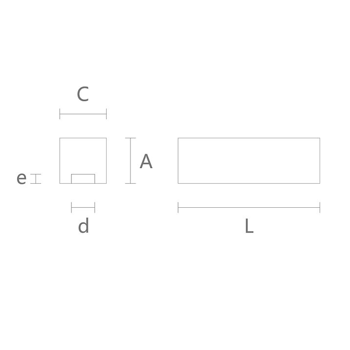 Drawing with dimensions of decorative plank RK-002 &mdash; height, width, length, depth, and groove thickness