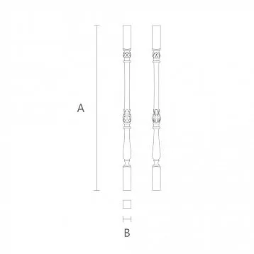 Wooden staircase newel post L-049 with acanthus leaves