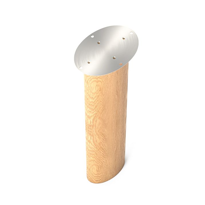 Furniture Leg MN-241 with Mounting Plate from Beech 742 mm Height for Mounting to the Top