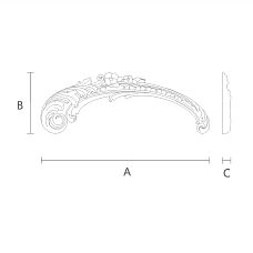 Drawing of decorative NPU-460L with height, width, and thickness specifications for various design projects
