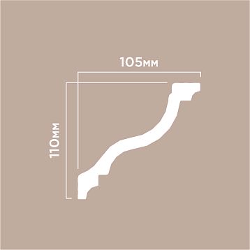 Ceiling cornice polystyrene HI WOOD A150V1 palace maximum size 105x110 mm for ceilings from 3.5 meters