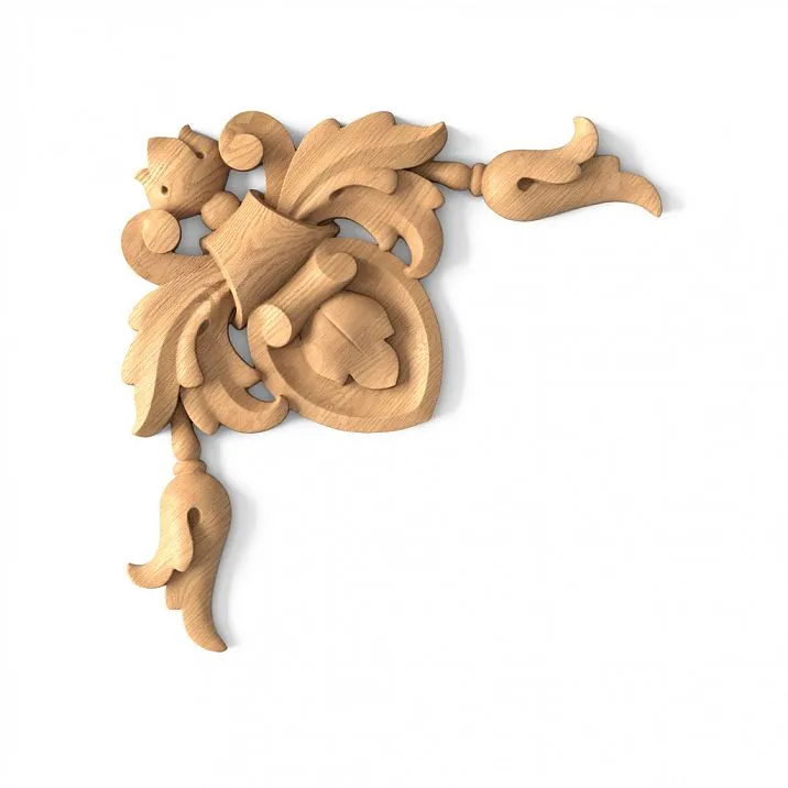 Decorative carved plate N-208 made of wood with floral ornament