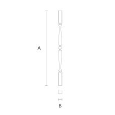 Baluster for staircase from oak or beech L-021 - drawing