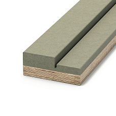 DK-001 door frame profile made of moisture-resistant MDF and plywood, side view on white background