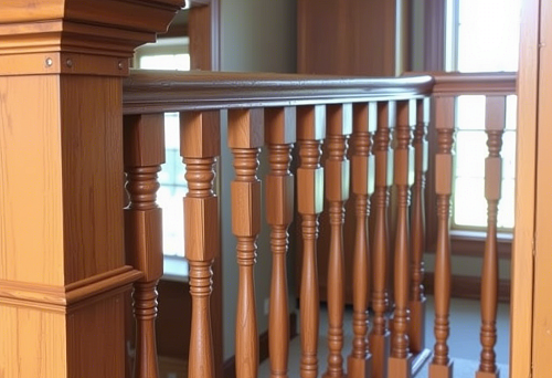 Classic staircase railing with wooden balusters