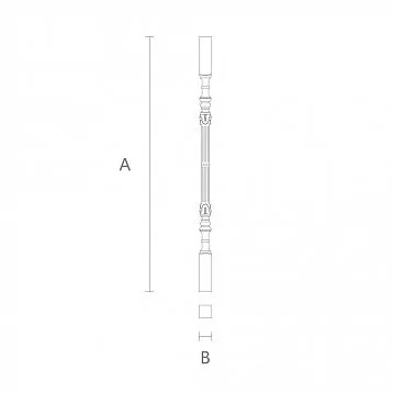 Wooden decorative item &mdash; stair baluster L-045 with vertical grooves