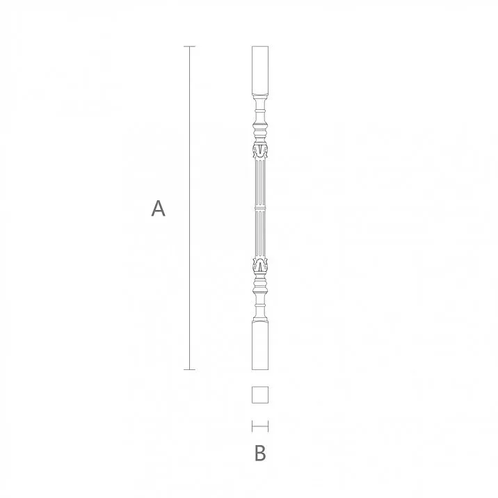 Балясина для лестницы L-045 из дуба или бука - качественное и недорогое комплектующее для лестницы из дерева чертеж
