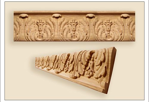 Carved Wooden Element for Doorway Trim in Classic Style