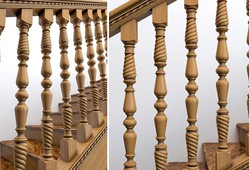 Precision Wooden Balusters with Screw and Ornamental Carving