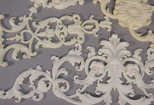 Polyurethane facade molding with an ornate classical pattern