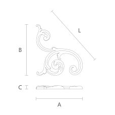 Carved wooden insert N-285L in vintage style drawing