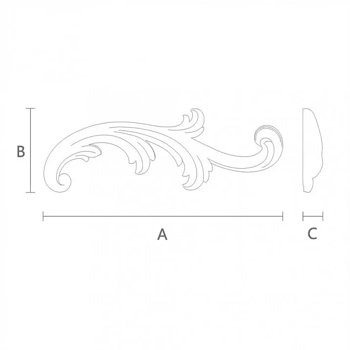 Schematic illustration of model NPU-431R with indication of length, height, and thickness of the item