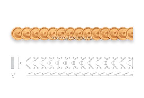 Decorative wooden plank with round elements for pictures, presented on a white background