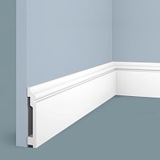 BA100 floor skirting board from HI WOOD polystyrene, maximum height 100 mm and thickness 17 mm, with decorative relief, white color