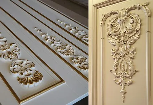 Elegant Cabinet Front with Relief Carved Baroque Style Decoration