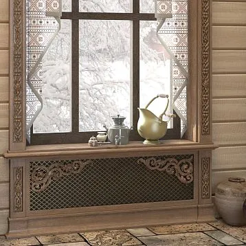 Wooden carved item with floral composition N-339R