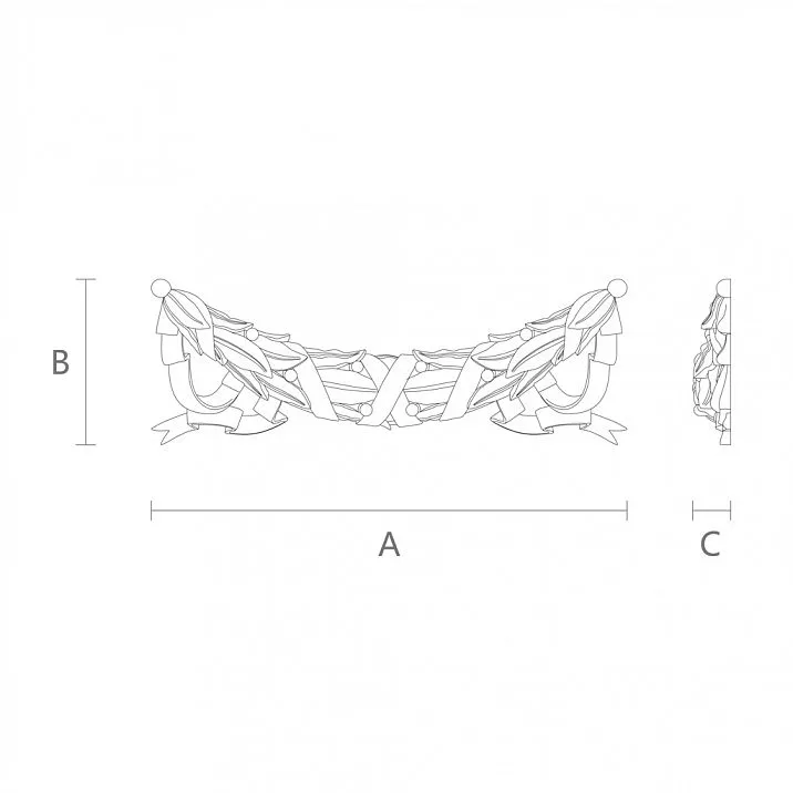 Carved Wooden Insert N-030, size 220 mm, available in four sizes drawing