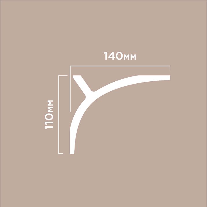 Cornice A178 POLYSTYRENE HI WOOD 110mm x 140mm x 2.0m. Drawing