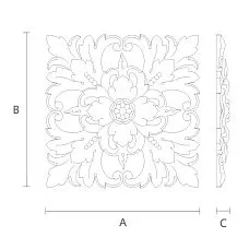 Exquisite carved wood overlay with rectangular shape and relief pattern drawing