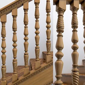 Twisted wooden baluster for staircase L-030 fragment of element