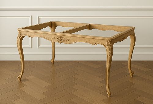 Classic base made of solid wood with curved legs and decorative carving