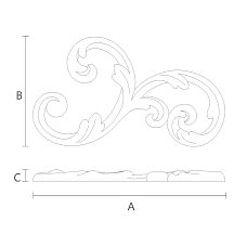 Резная накладка N-297R деревянная чертеж
