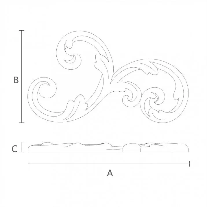 Резная накладка N-297R деревянная чертеж