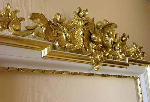 Decorative Carving and Gilding for Bathroom Interior.