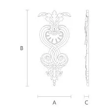 Wall or door overlay with floral decor N-143 drawing