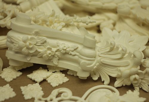 Polyurethane moldings with floral ornament for interior