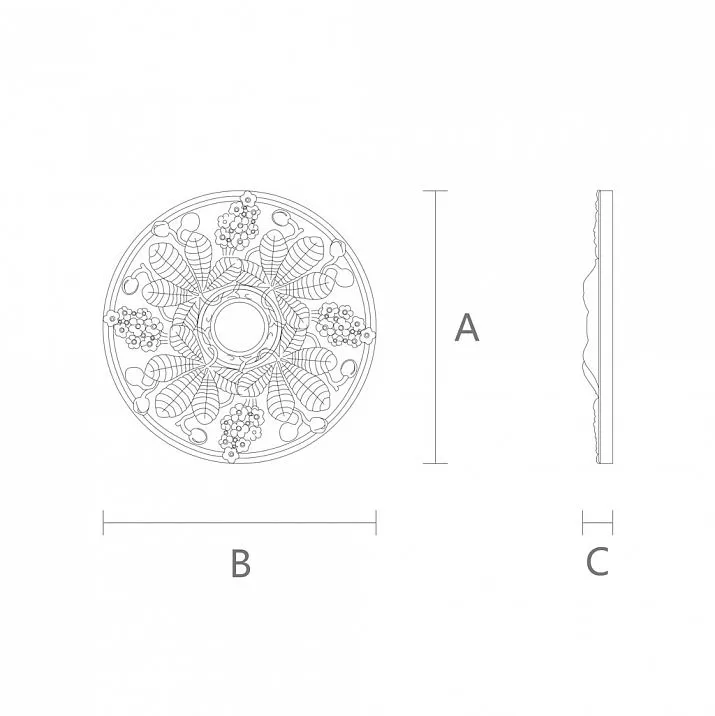 Carved Rosette from Oak R-007 Drawing