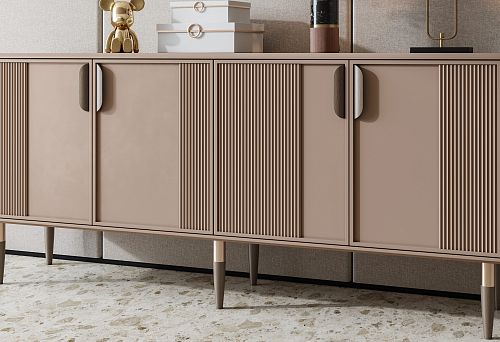 Modern minimalist chest of drawers with vertical facade texture